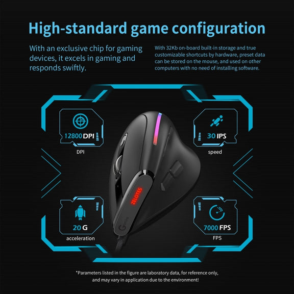 ZELOTES T50 9-Keys RGB Lighting Effect Vertical Grip Ergonomic Programming Wired Mouse(Black)