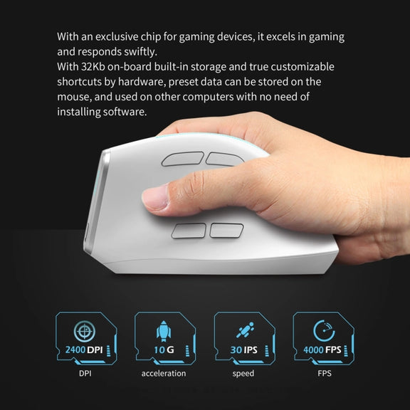 ZELOTES F36 9-Keys Vertical Grip Ergonomic Programming Dual Bluetooth + 2.4G Wireless Mouse(Black)