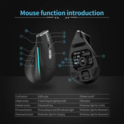 ZELOTES F36 9-Keys Vertical Grip Ergonomic Programming Dual Bluetooth + 2.4G Wireless Mouse(White)
