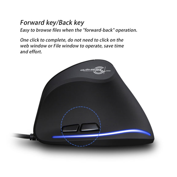 ZELOTES T20 6-Keys Vertical Grip Ergonomic Laptop Wired Mouse(Black)