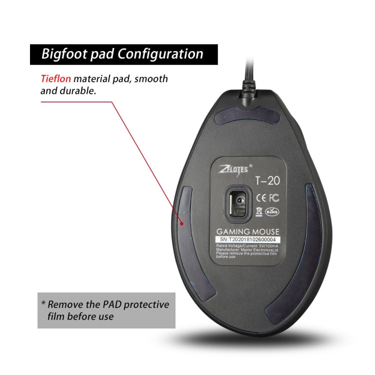 ZELOTES T20 6-Keys Vertical Grip Ergonomic Laptop Wired Mouse(Black)