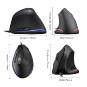 ZELOTES T20 6-Keys Vertical Grip Ergonomic Laptop Wired Mouse(Black)