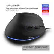 ZELOTES T20 6-Keys Vertical Grip Ergonomic Laptop Wired Mouse(Black)