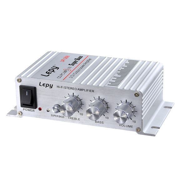 Lepy LP-268 DC12V High Fidelity Power Car/Motorcycle Amplifier(Silver)