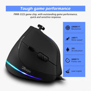 ZELOTES C18 11-Keys RGB Vertical Grip Ergonomic Joystick Programming Gaming Wired Mouse(Black)