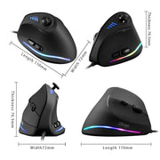 ZELOTES C18 11-Keys RGB Vertical Grip Ergonomic Joystick Programming Gaming Wired Mouse(Black)