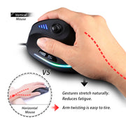 ZELOTES C18 11-Keys RGB Vertical Grip Ergonomic Joystick Programming Gaming Wired Mouse(Black)