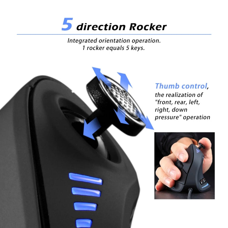 ZELOTES C18 11-Keys RGB Vertical Grip Ergonomic Joystick Programming Gaming Wired Mouse(Black)
