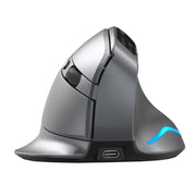 ZELOTES F-26C 8-Keys 2.4G+Bluetooth Dual-Mode LED Display Vertical Grip Wireless Mouse(Gray)