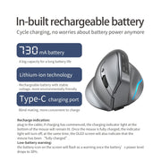 ZELOTES F-26C 8-Keys 2.4G+Bluetooth Dual-Mode LED Display Vertical Grip Wireless Mouse(Gray)