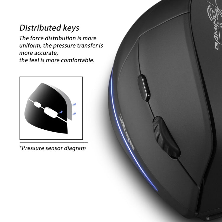 ZELOTES F35 6-buttons Vertical Grip Ergonomic Rechargeable Wireless Mouse(Blue Light)