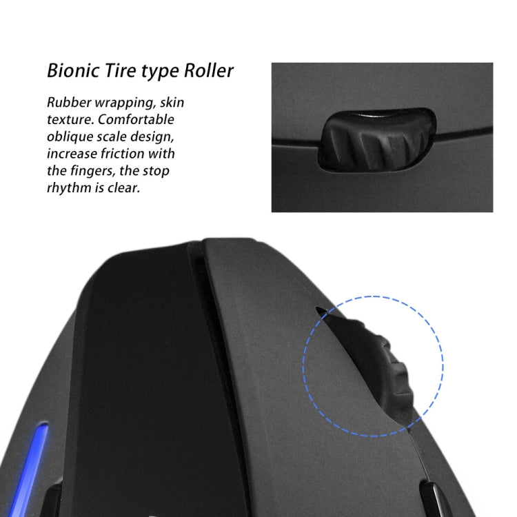 ZELOTES F35 6-buttons Vertical Grip Ergonomic Rechargeable Wireless Mouse(Blue Light)
