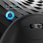 ZELOTES F36A 6-Buttons Vertical Grip Ergonomic Rechargeable Wireless Mouse(Black)