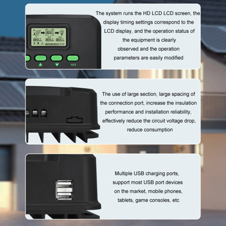 12V/24V 50A MPPT Intelligent Lighting Identification Solar Controller, Model: CM-D50
