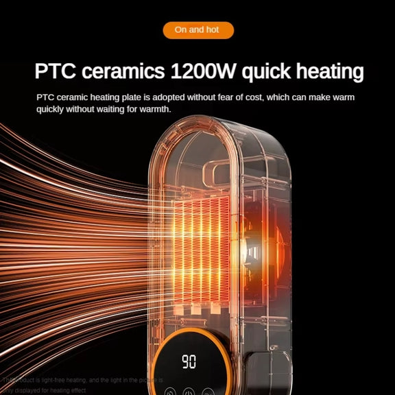 E68 1200W PTC Ceramic Heating Desktop Heater Smart Electric Heater, Plug: UK Plug(Standard Model)
