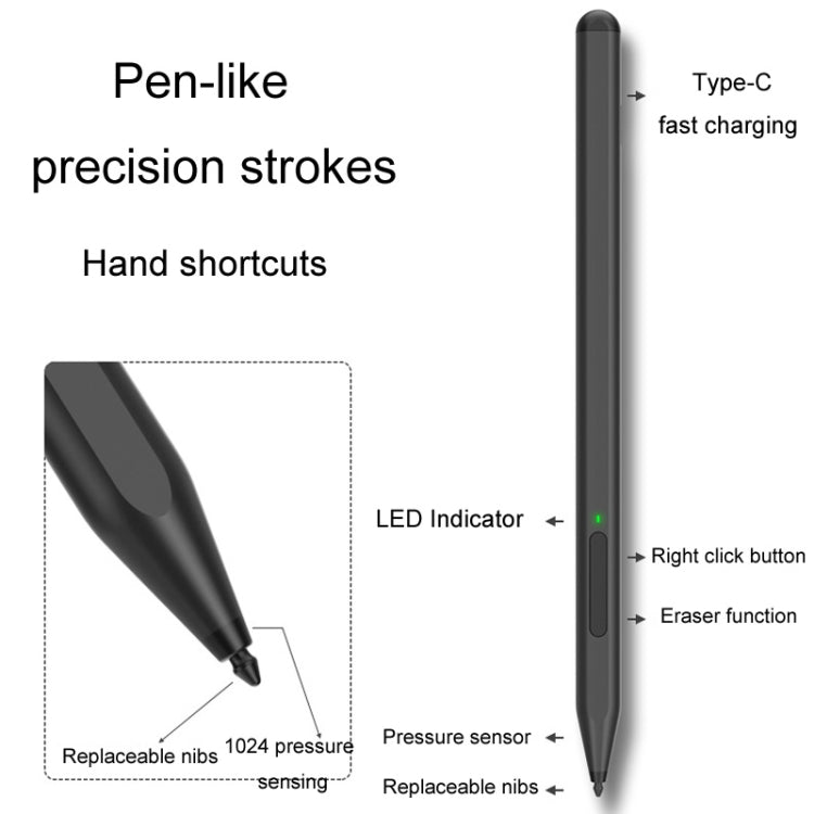 For Microsoft Surface Pro/Go/Laptop/Book Anti-Touch Handwriting Capacitive Pen(Silver)