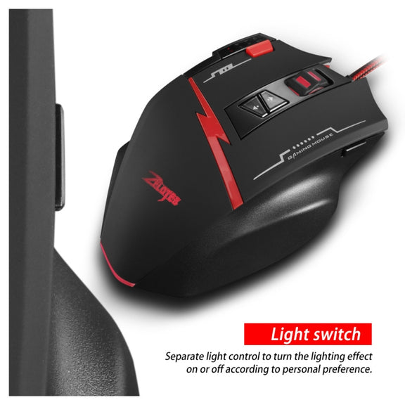 ZELOTES C8 8-buttons Ergonomic Game Programming Custom Wired Mouse(Black)