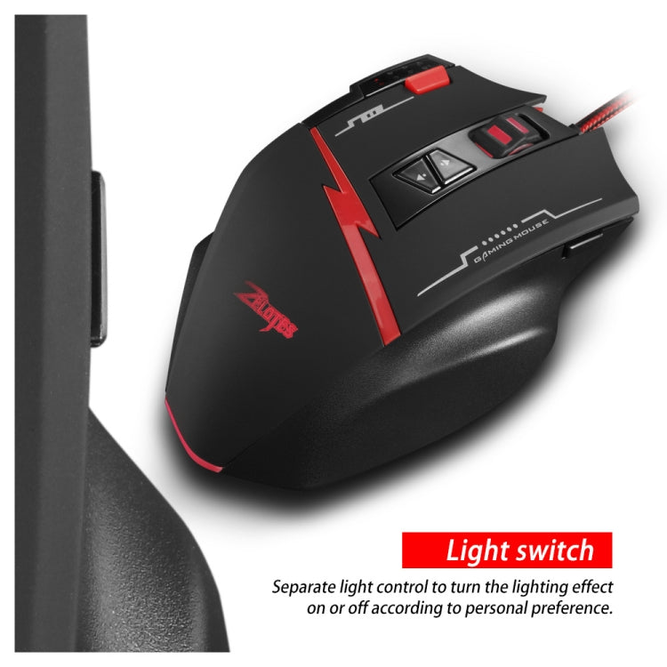 ZELOTES C8 8-buttons Ergonomic Game Programming Custom Wired Mouse(Black)