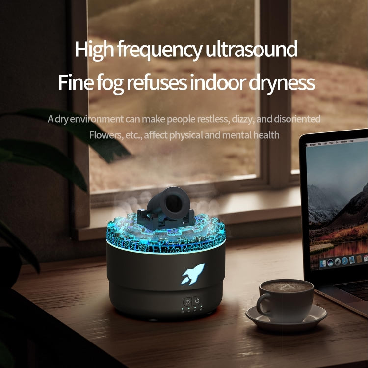 Turret Shape Aromatherapy Humidifier With 3-speed Timer 7-color Atmosphere Light US Plug Black