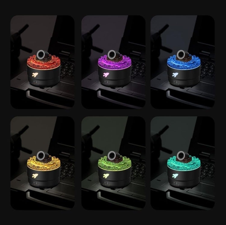 Turret Shape Aromatherapy Humidifier With 3-speed Timer 7-color Atmosphere Light US Plug Black