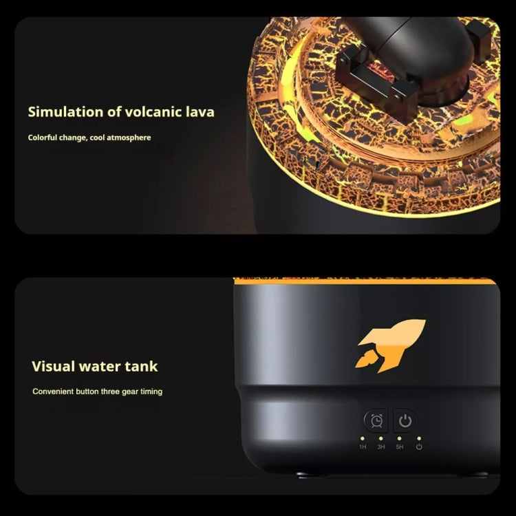 Turret Shape Aromatherapy Humidifier With 3-speed Timer 7-color Atmosphere Light US Plug Black