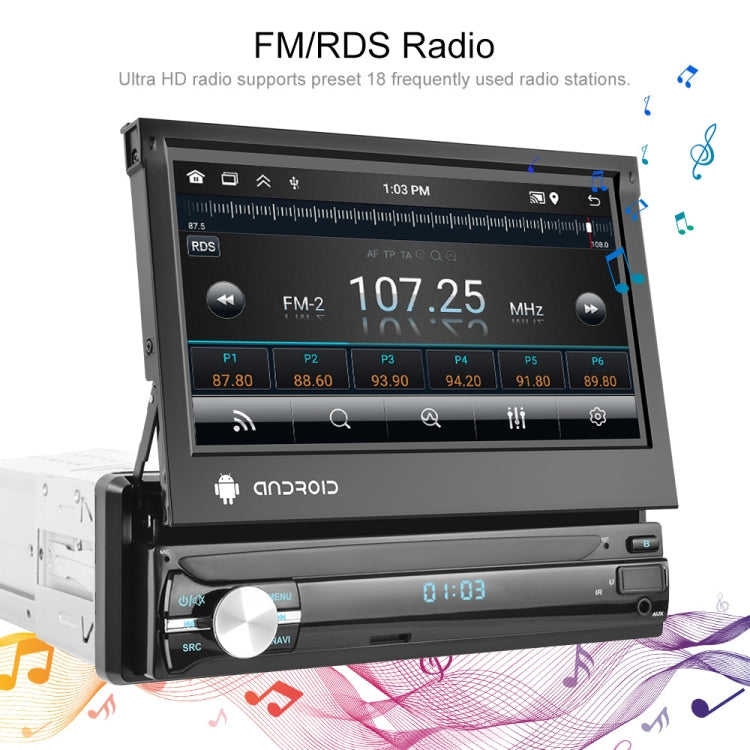 1+32G 7-Inch Single Din Android 10.0 Carplay Screen With GPS Navigation/Bluetooth/Mirror Link/DVR Input, Spec: With 4-light Camera