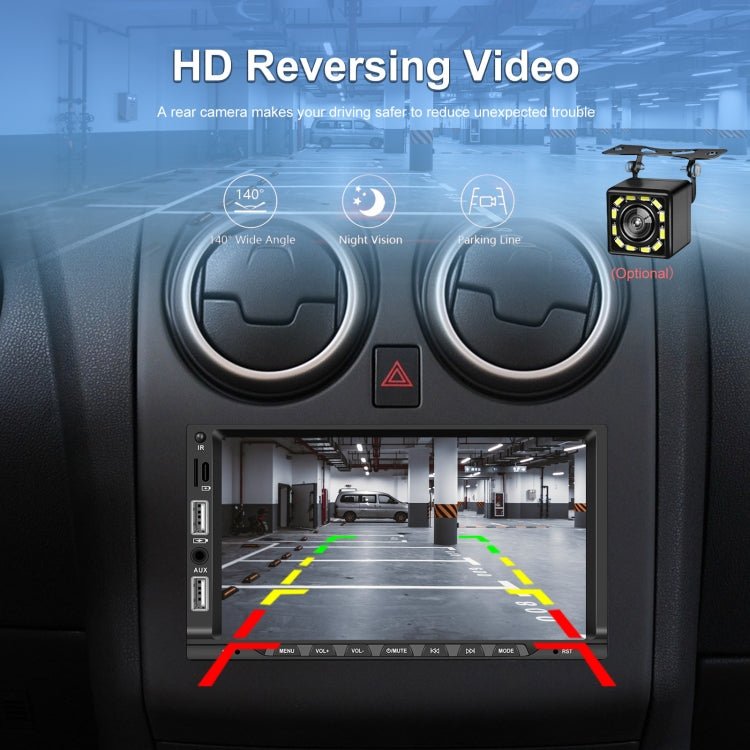 7-inch Double Din Car MP5 Player Support CarPlay/Android Auto/Mirror Link/Bluetooth With 4-light Camera