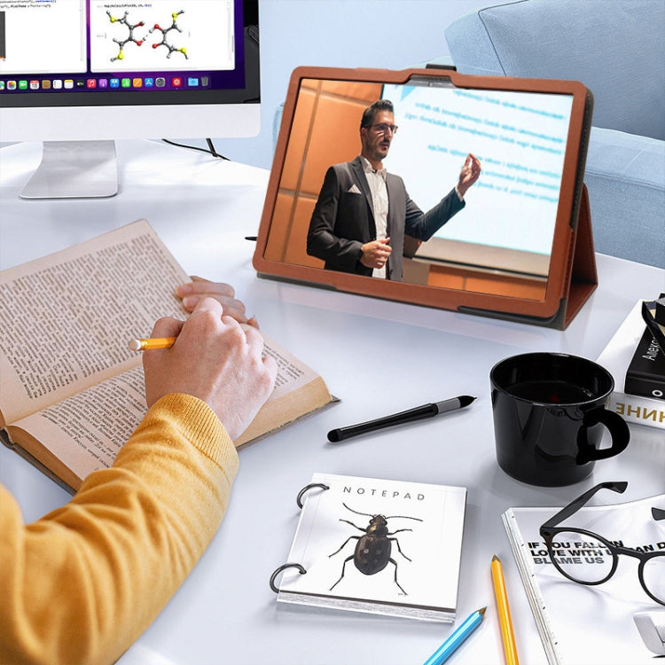 For TCL Nxtpaper 14 14.3-Inch Skin Texture All Inclusive Leather Tablet Case(Dark Blue)