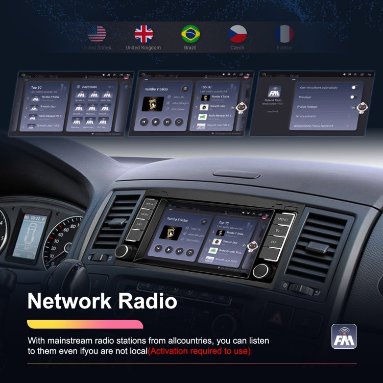 4+64G For Volkswagen Touareg 7-Inch Car WiFi Player Android 13 System Support CarPlay/Android Auto With AHD Camera and Mic