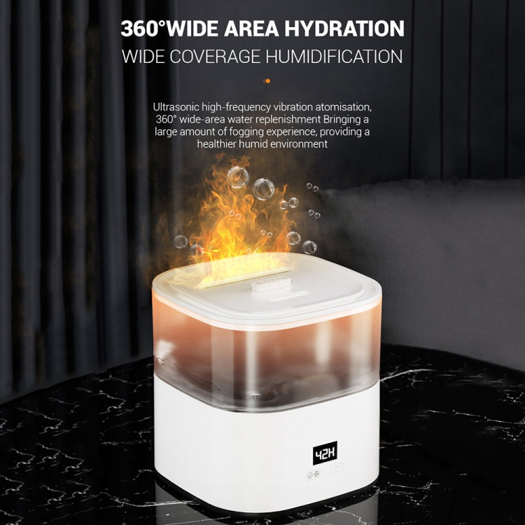 JSQ-58 1.1L large Capacity Digital Display Flame Atomization Humidifier, Color: White(UK Plug)