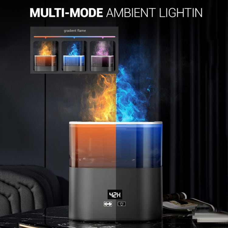 JSQ-58 1.1L large Capacity Digital Display Flame Atomization Humidifier, Color: Matt Black(UK Plug)