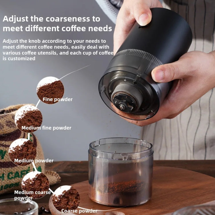 USB Rechargeable Adjustable Coarse and Fine Household Portable Electric Coffee Bean Grinder(Black)