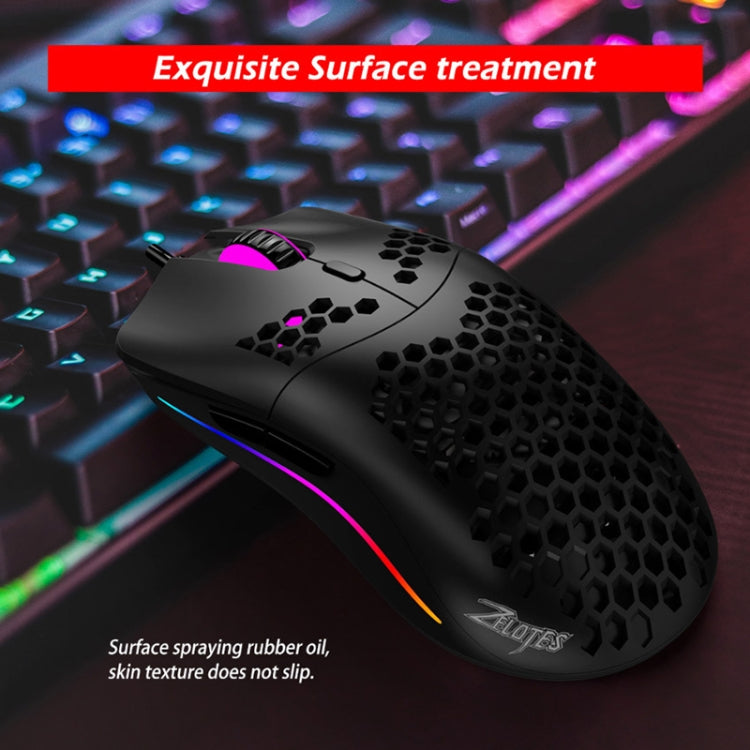 ZELOTES C7 7-buttons RGB Lighting Hollow Computer Office Wired Mouse(Black)