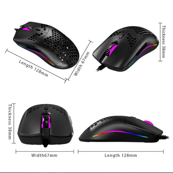 ZELOTES C7 7-buttons RGB Lighting Hollow Computer Office Wired Mouse(Black)