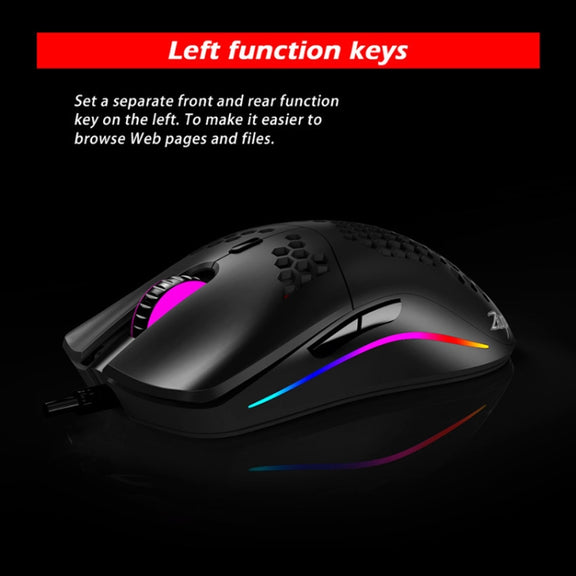 ZELOTES C7 7-buttons RGB Lighting Hollow Computer Office Wired Mouse(Black)