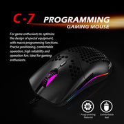 ZELOTES C7 7-buttons RGB Lighting Hollow Computer Office Wired Mouse(Black)