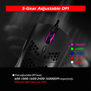 ZELOTES C7 7-buttons RGB Lighting Hollow Computer Office Wired Mouse(Black)