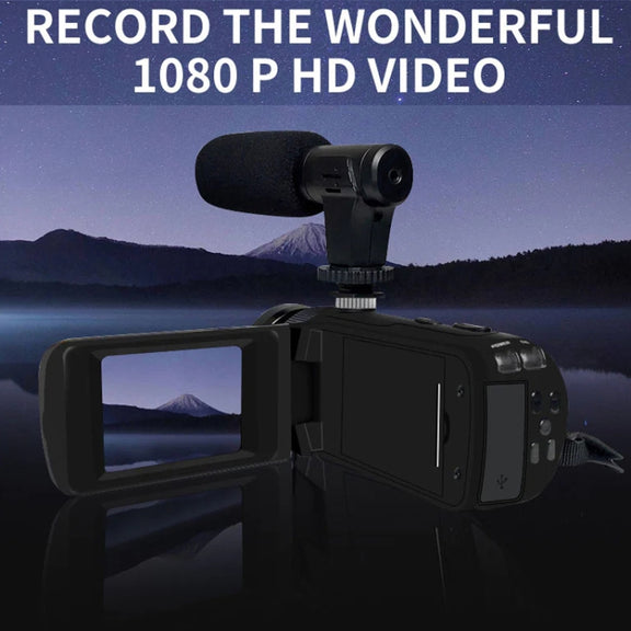 16MP 16X Digital Zoom Vlogging Camera Video Camcorder with 2.4 Inch Flip Screen, Spec: Standard EU Plug