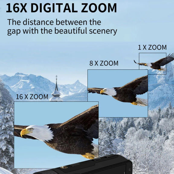 16MP 16X Digital Zoom Vlogging Camera Video Camcorder with 2.4 Inch Flip Screen, Spec: With Wide Angle & Mic AU Plug
