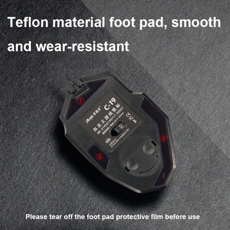 ZELOTES C19 12-Keys Ergonomic Programming Custom Wired Mouse(Black)