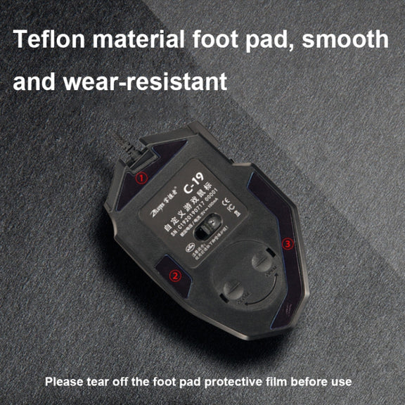 ZELOTES C19 12-Keys Ergonomic Programming Custom Wired Mouse(Black)