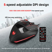 ZELOTES C19 12-Keys Ergonomic Programming Custom Wired Mouse(Black)