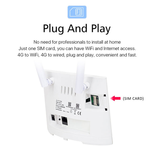 D311-R 4G CPE SIM Card Mobile Wireless Router Antenna Detachable, EU Plug