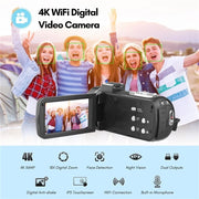 4K  Digital Video Camera 3 Inch IPS Touch Screen 56MP 18X Digital Zoom WiFi Camcorder, Spec: Set 2