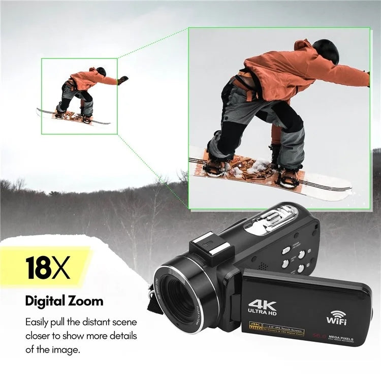 4K  Digital Video Camera 3 Inch IPS Touch Screen 56MP 18X Digital Zoom WiFi Camcorder, Spec: Set 2