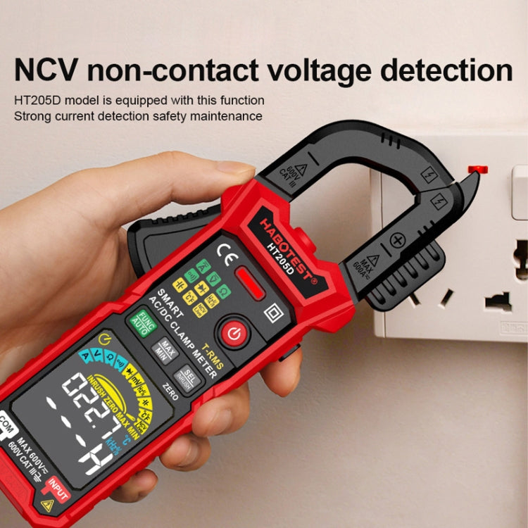 HABOTEST HT205D Clamp Intelligent Anti-Burning Multi-Function High Precision Digital Multimeter(Black Red)