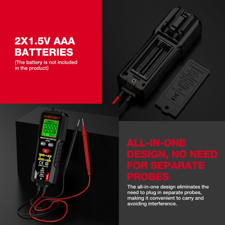 HABOTEST HT93 Phase Sequence Detection Intelligent Anti-Burn-In Fully Automatic Multimeter(Black)