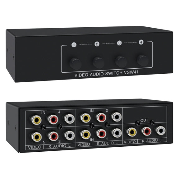VSW41 AV 4-input 1-output RCA Lotus Interface Audio and Video Switcher