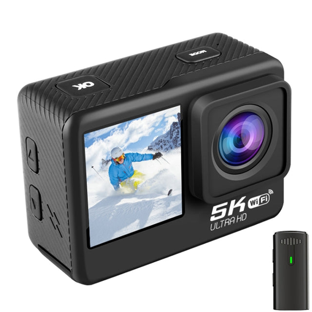 5K/30FPS WIFI HD Anti-Shake Remote Touch Dual-Screen IP68 Water-resistant Sports Camera(Microphone Version)