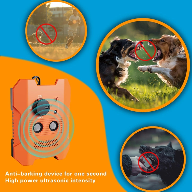 Ultrasonic Bark Stopper Anti-barking Dog Training Device With 3 Modes(Orange)